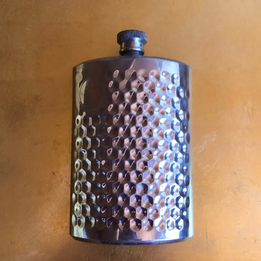 Stainless Steel‎ Dimpled Hip Flask w/ Screw Cap